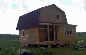 Процесс строительства дома 6х6м с щитовой  верандой 2х4м.